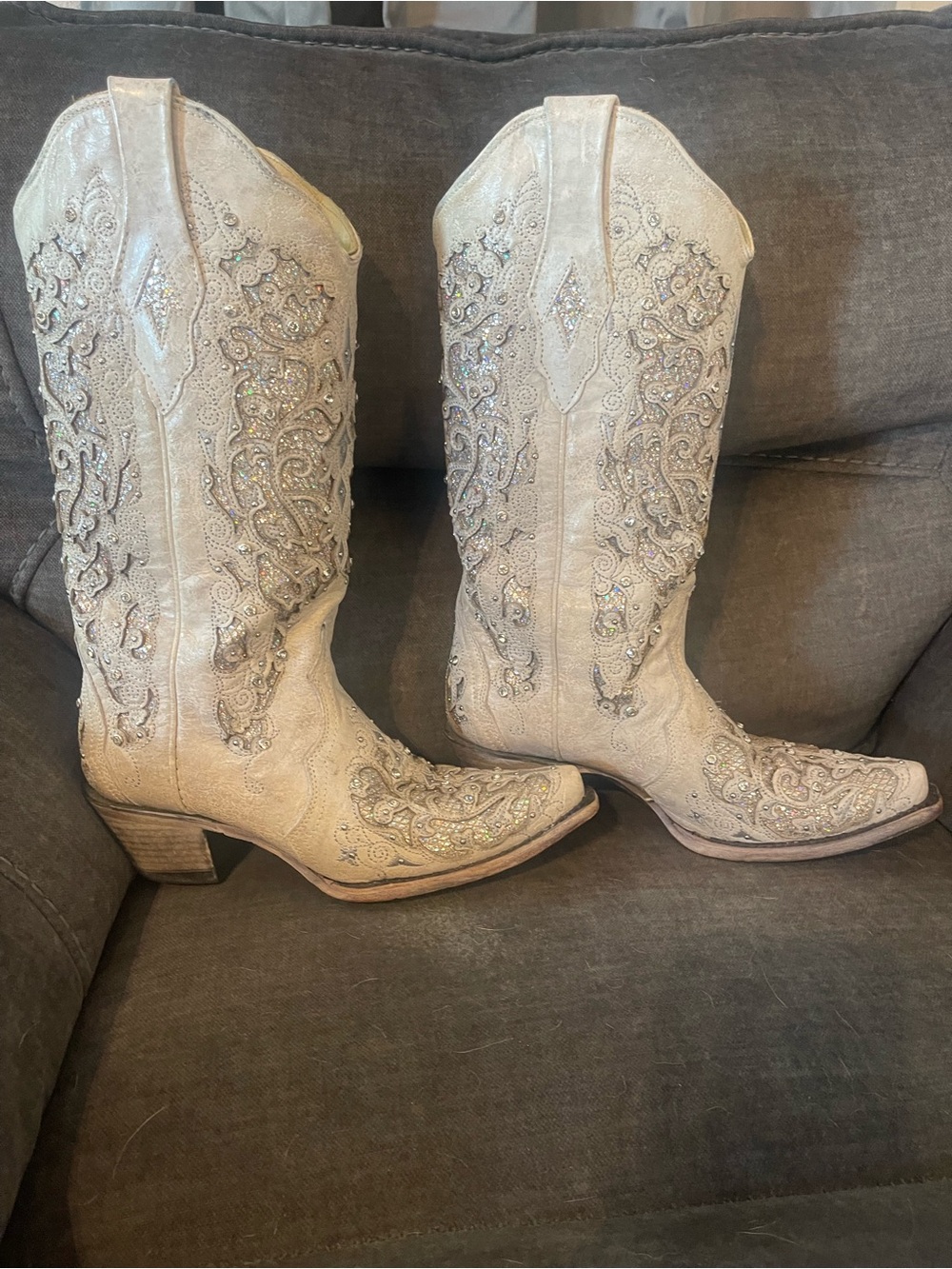 Corral boots white cream boots with glitter inlay